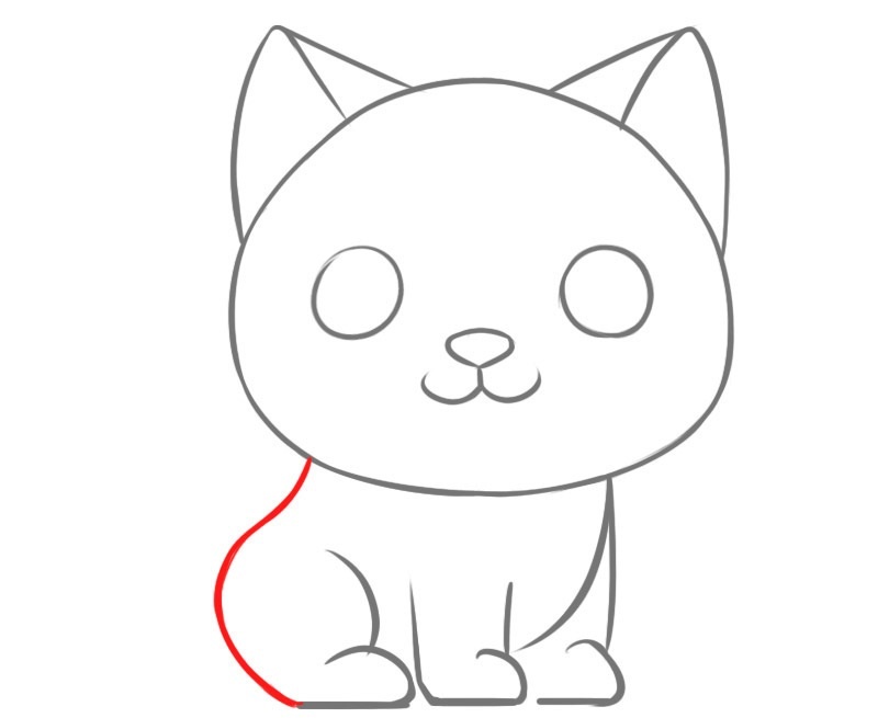 Vẽ đường cong tạo thành thân cho chú mèo