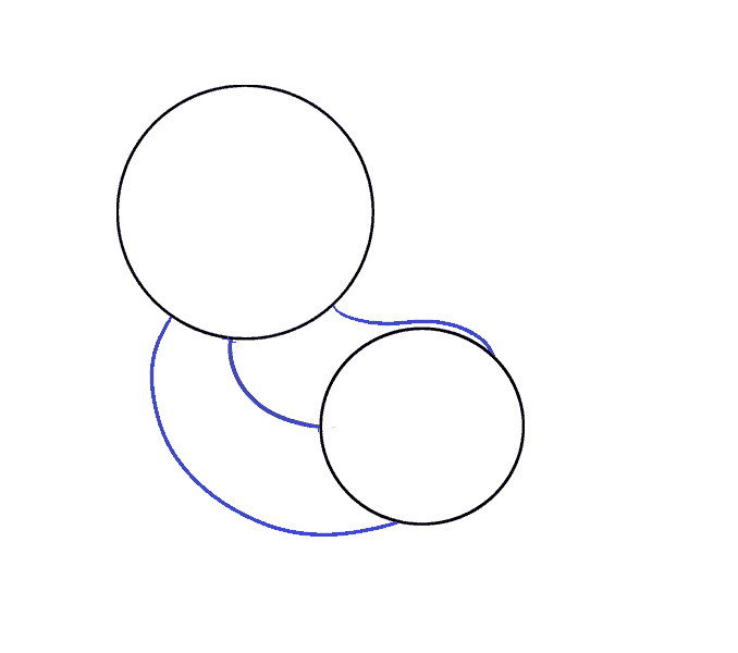 Dùng các đường cong nối 2 hình tròn với nhau