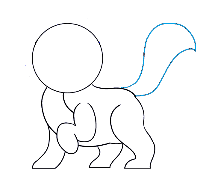Vẽ đuôi con mèo từ thân hướng ra ngoài