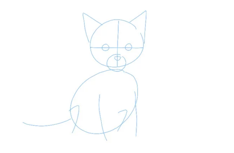Vẽ chân và đuôi mèo. 