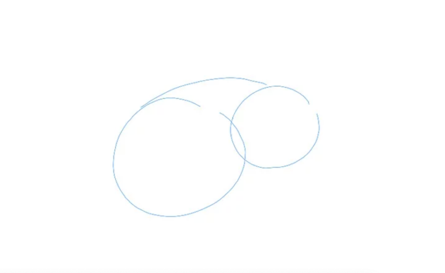 Vẽ phác một vòng tròn làm đầu và một hình oval làm thân mình. 