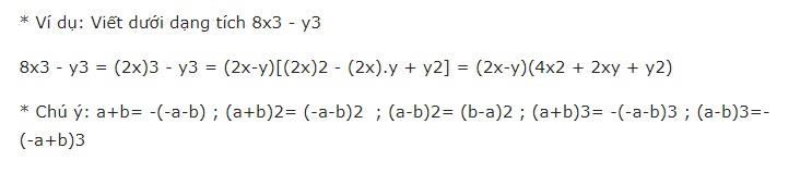 Bài tập ví dụ về công thức tính hiệu hai hình lập phương