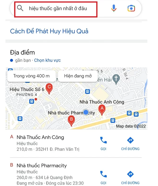 Bạn có thể tìm kiếm hiệu thuốc gần đây nhất còn mở cửa trên trình duyệt Chrome