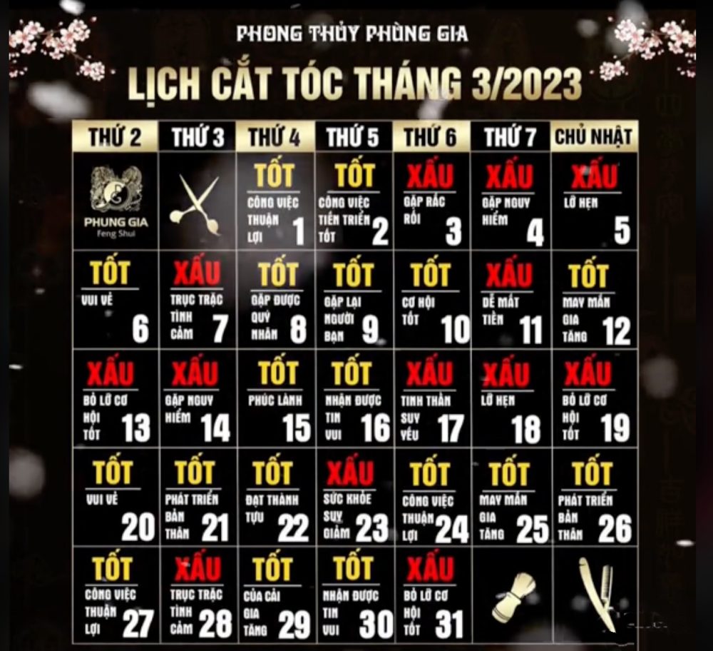 Cắt tóc ngày nào tốt? Lịch cắt tóc tháng 03/2023 dương lịch