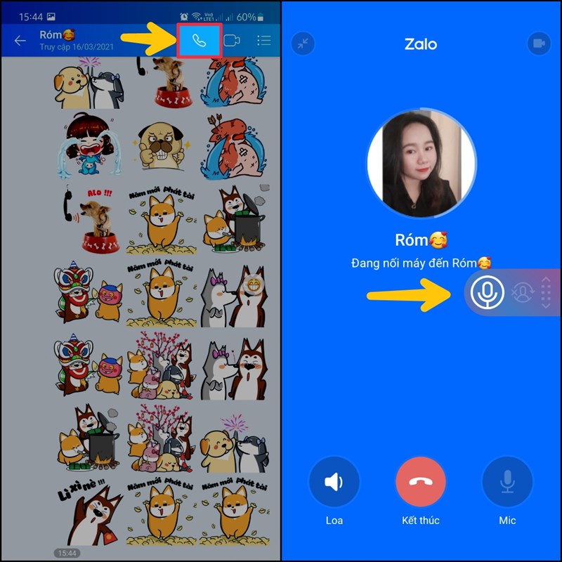 Biểu tượng micro hiển thị trên màn hình ghi âm cuộc gọi Zalo