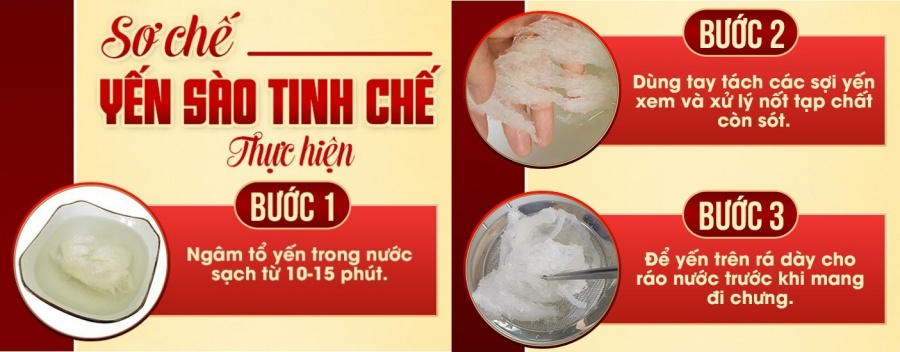 Sơ chế Yến sào tinh chế