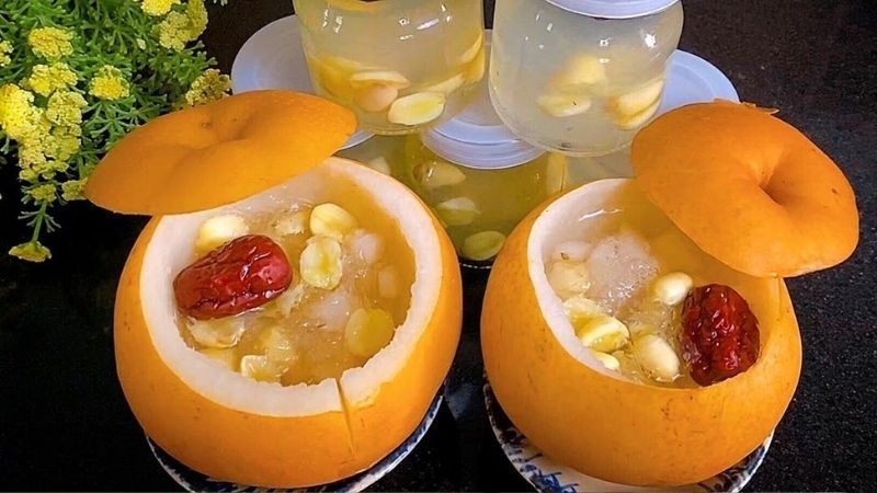 Thành phẩm cách chưng yến đường phèn lê ngọt