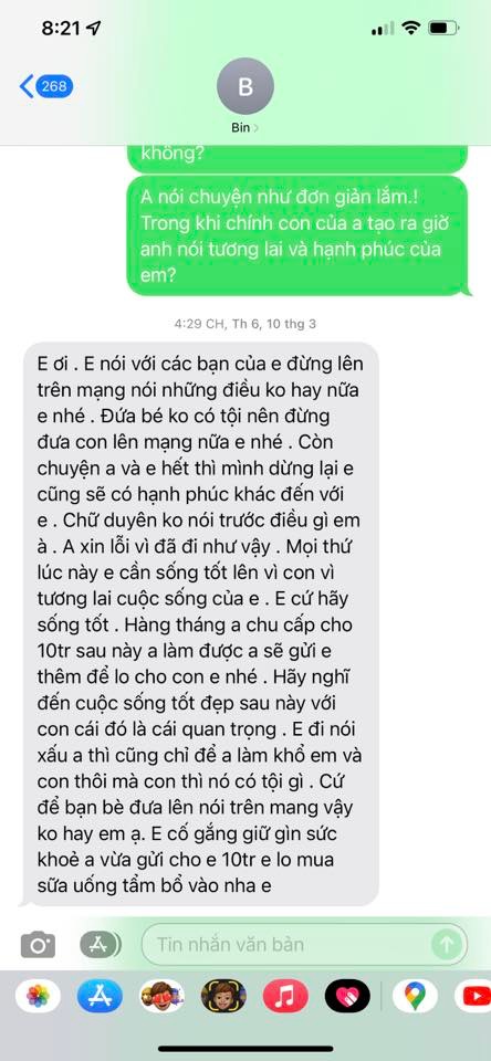 Ngọc Trà nói: Anh gởi được e 1 dòng tin nhắn an ủi kèm 4 tháng nay 10tr đấy ah anhh?