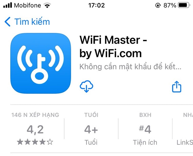 Tải ứng dụng WiFi Master về điện thoại