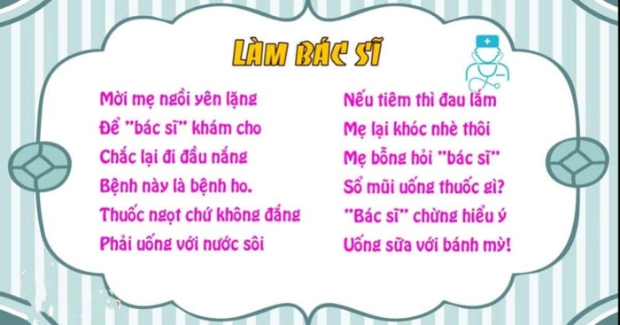 Bài thơ "Bé làm bác sĩ"