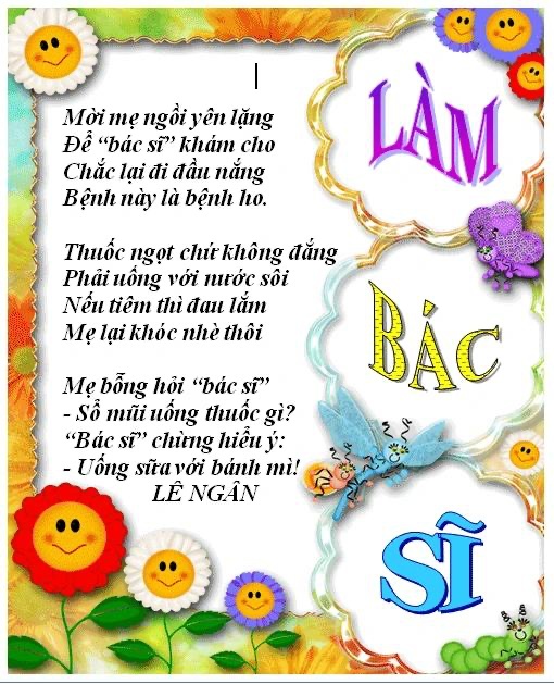 Tranh thơ "Bé làm bác sĩ" hay