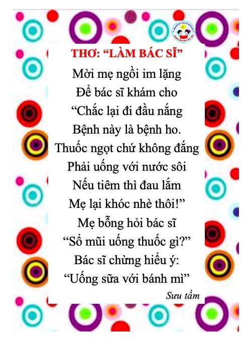 Bài thơ hay "Bé làm bác sĩ"