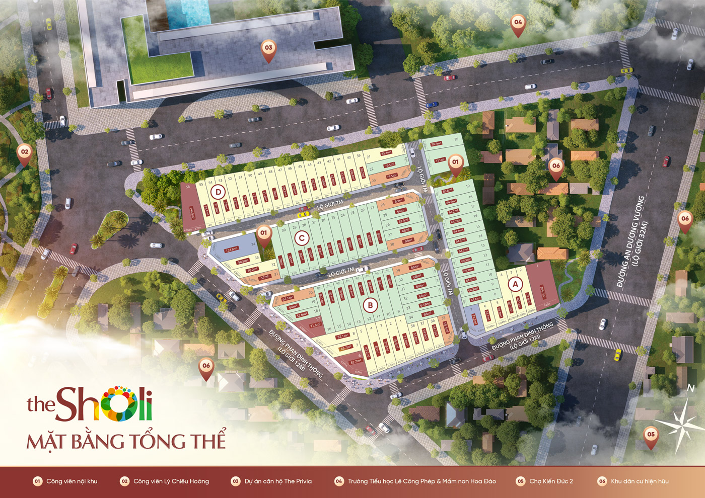 Mặt bằng phân lô chi tiết dự án The Sholi