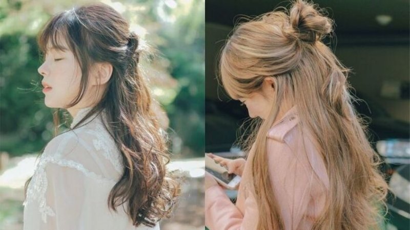 Cách búi tóc hờ hững, nửa đầu
