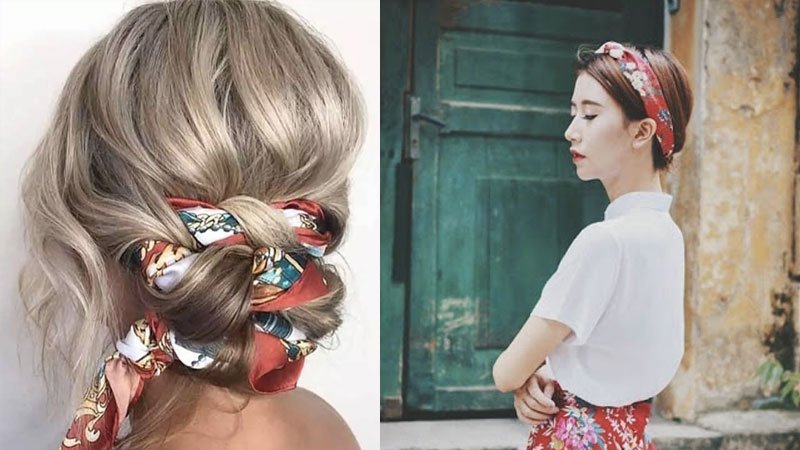 Búi tóc tết cùng khăn turban đẹp