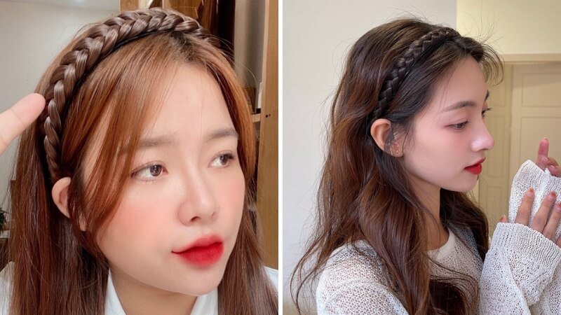 Tết tóc giả băng đô dễ thương