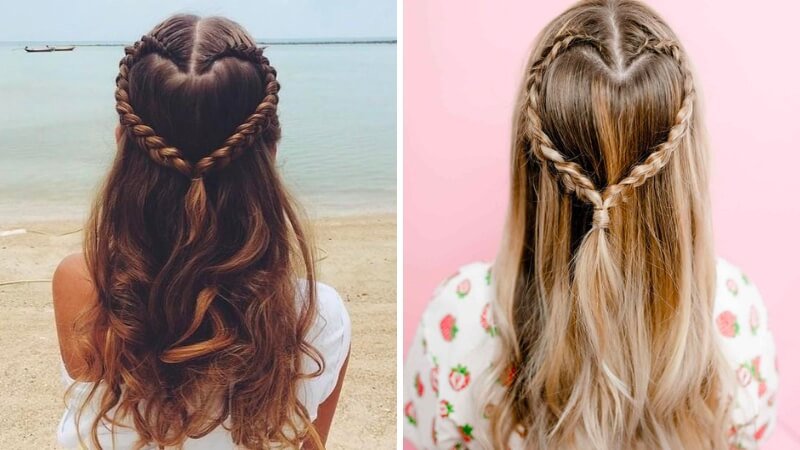 Tết tóc hình trái tim đáng yêu