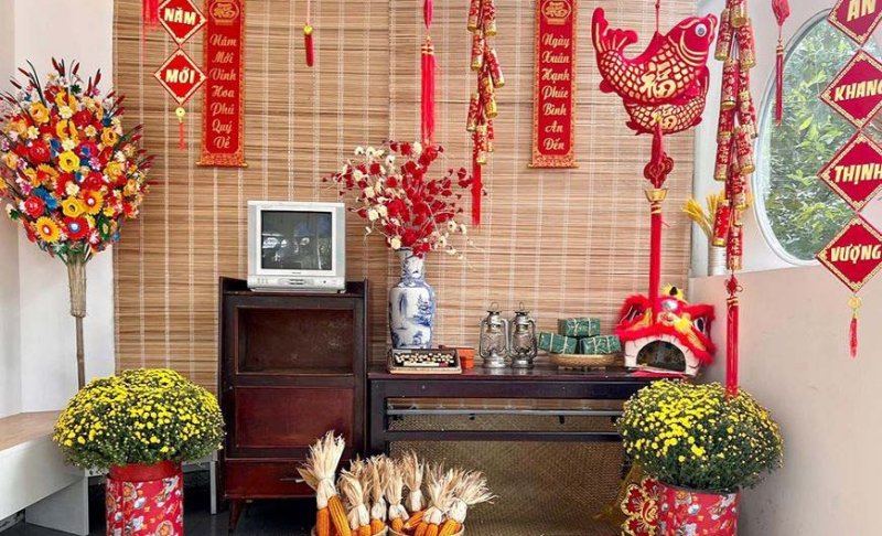 Mành trang trí ngày Tết đơn giản