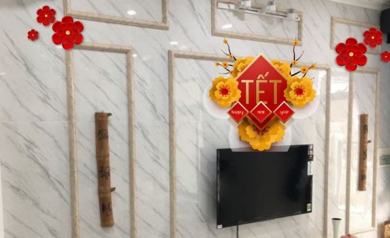 Trang trí nhà ngày Tết với đá giả ốp tường