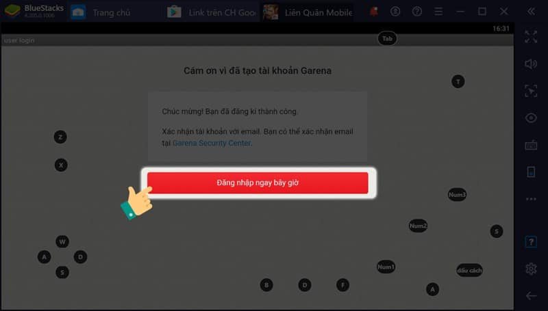 Đăng nhập để vào game.