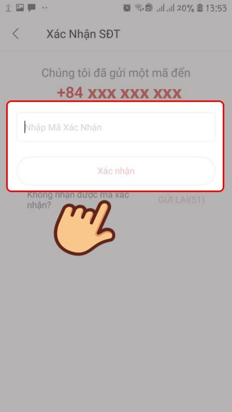 Nhập mã xác nhận và ấn chọn Xác nhận.