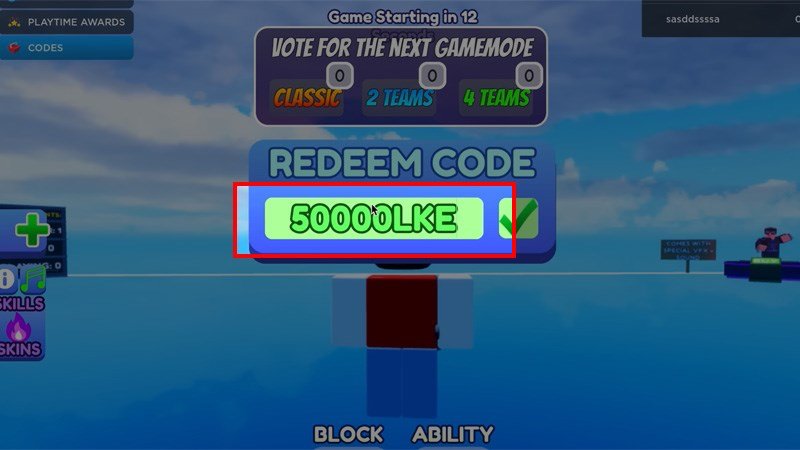 Nhập code vào ô nhập code.