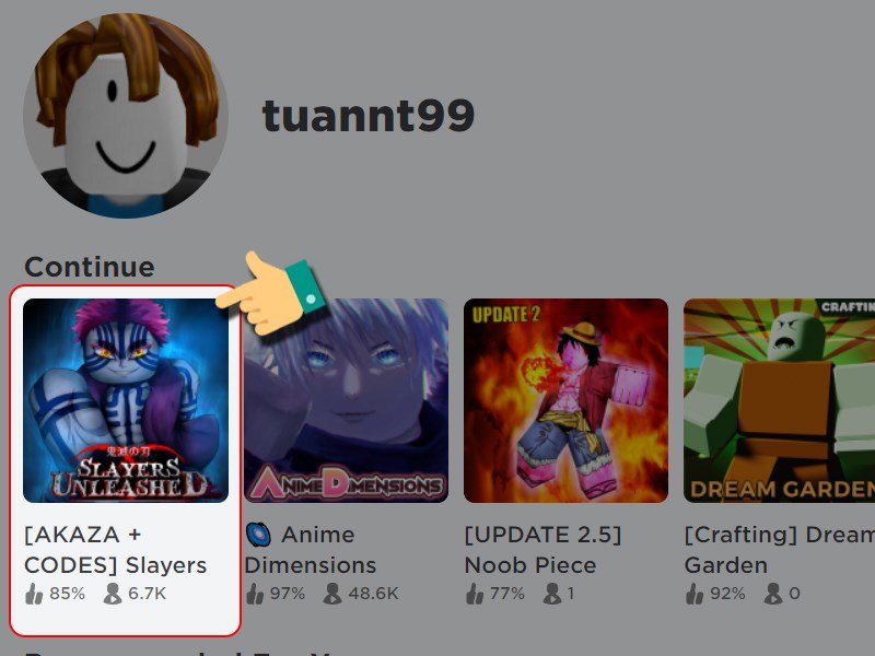 Vào Roblox tìm và nhấn chọn mode chơi Slayers Unleashed.