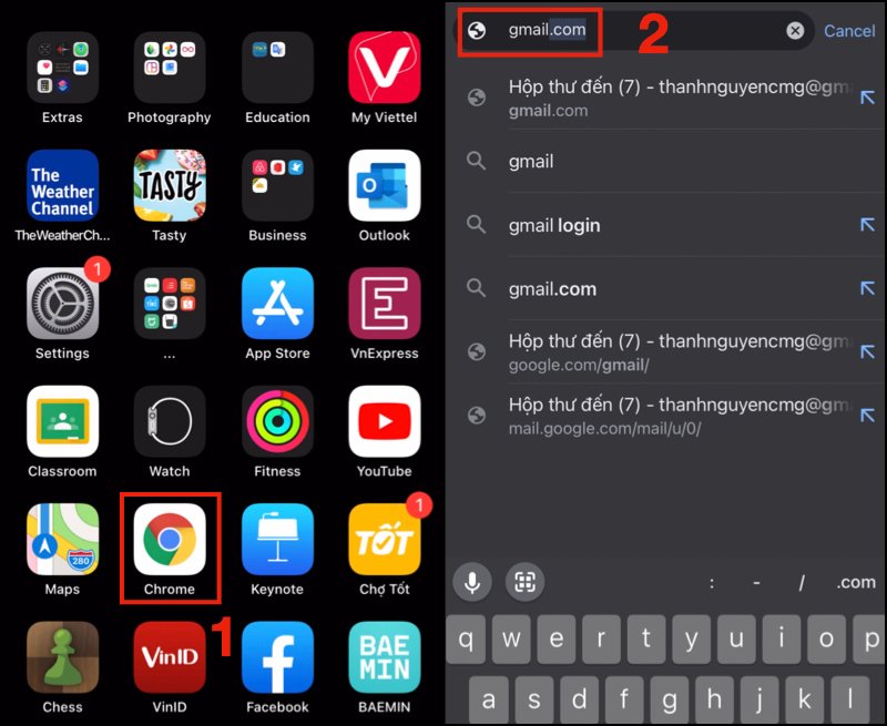 Vào ứng dụng Google Chrome -> Truy cập trang web Gmail.com.