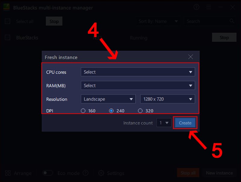 Điền đầy đủ các thông số cho acc mới -> Nhấn chọn mục Create.