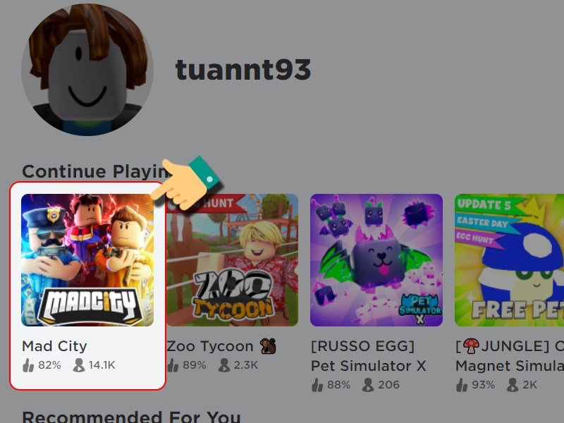 Vào Roblox tìm và nhấn chọn Mad City.
