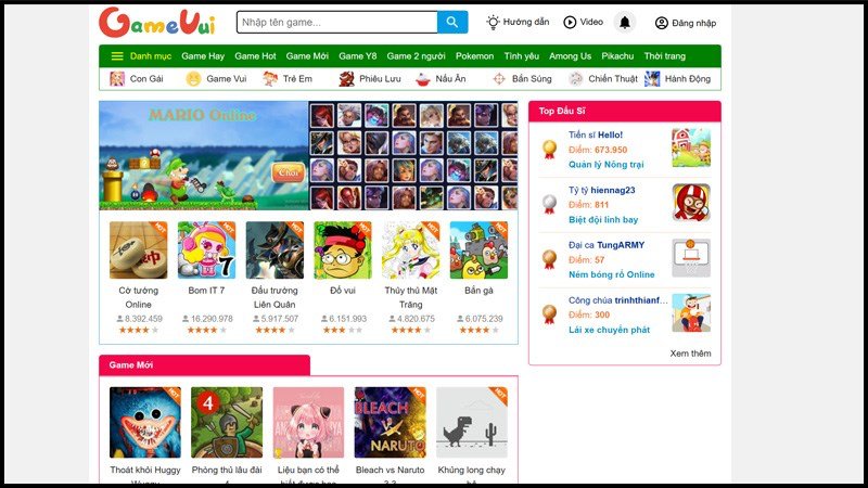 Truy cập trang web Gamevui.