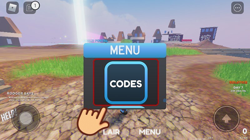 Chọn vào mục Codes.