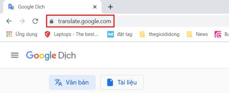 Mở Google Chrome -> Bấm Đăng nhập vào trang Google Dịch.