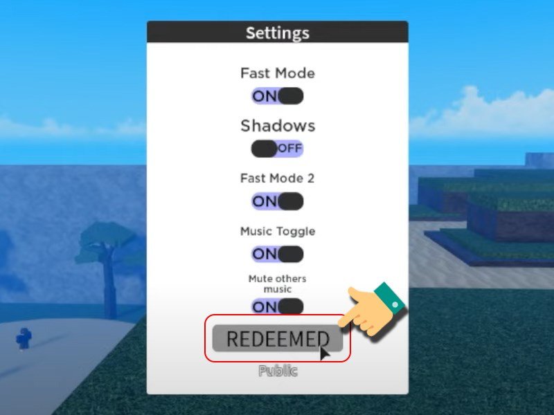 Hình ảnh nhập code Grand Piece Online thành công.