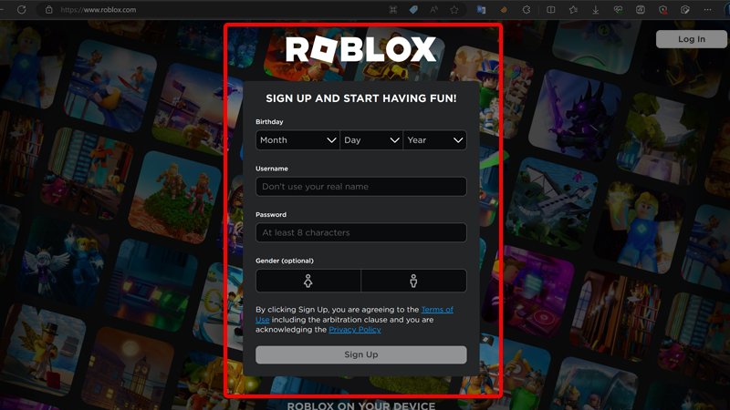 Tạo tài khoản Roblox -> Nhập thông tin tài khoản -> Chọn “Sign up”.