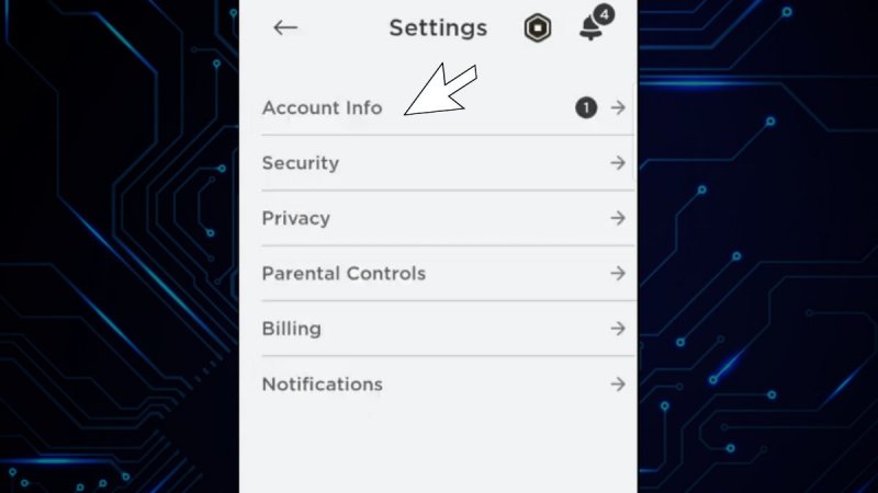 Chọn vào Account Info.