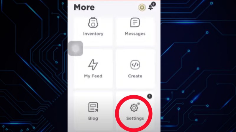 Đăng nhập vào tài khoản Roblox -> Ấn chọn vào Menu ở góc trên bên phải màn hình -> Nhấn vào "Settings" (Cài đặt).
