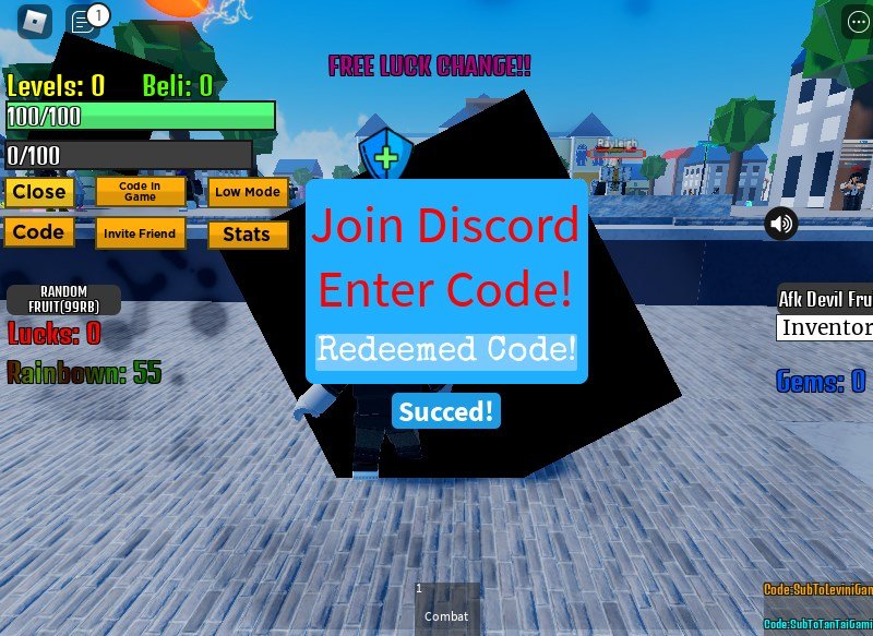 Hình ảnh nhập code Rainbow Piece thành công.
