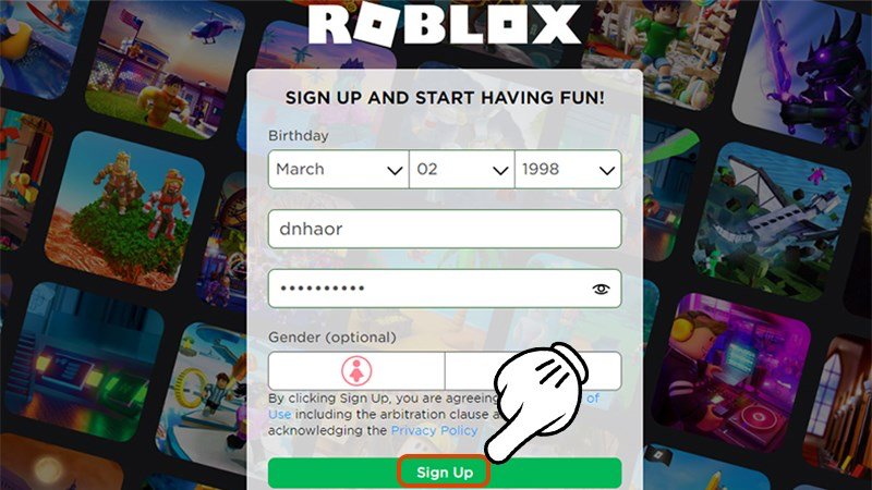 Chọn Sign Up.