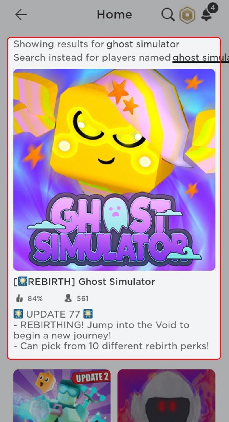 Vào Roblox tìm và ấn chọn mode chơi Ghost Simulator.
