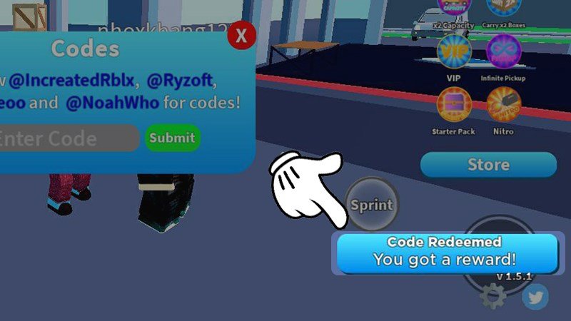 Hình ảnh bạn đã nhập code Delivery Simulator thành công.