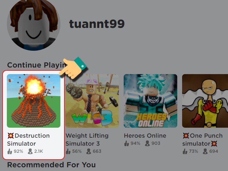 Vào Roblox tìm và nhấn chọn game Destruction Simulator.