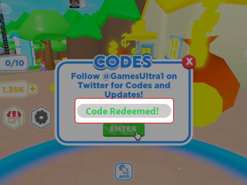 Hình ảnh nhận được thông báo nhập code Shoe Simulator thành công.