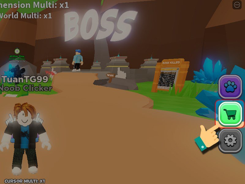Chọn vào biểu tượng giỏ hàng ở danh sách bên phải màn hình game.