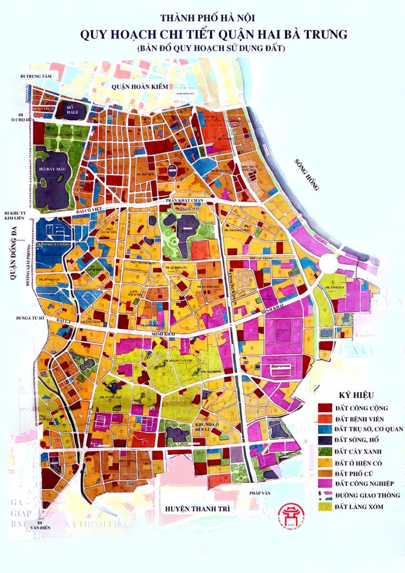 Bản đồ quy hoạch sử dụng đất chi tiết tại Quận Hai Bà Trung khổ lớn
