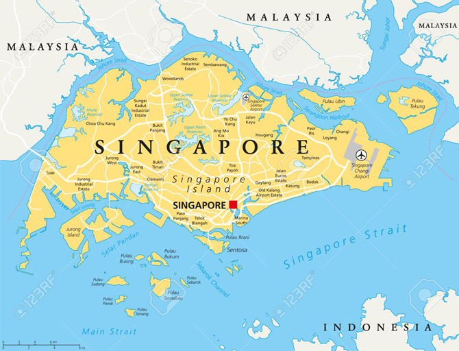 Bản đồ nước Singapore khổ lớn phóng to năm 2023 - Du lịch cùng TOPTOUR 