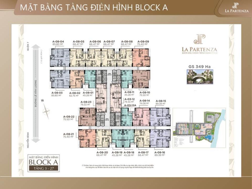Mặt bằng Lock A dự án căn hộ LA Partenza Nhà Bè dự kiến
