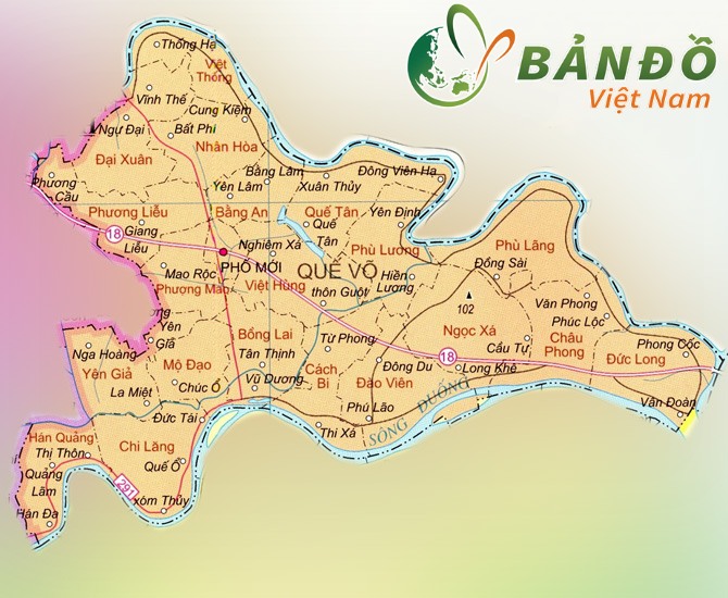 Bản đồ hành chính các xã, thị trấn huyện Quế Võ