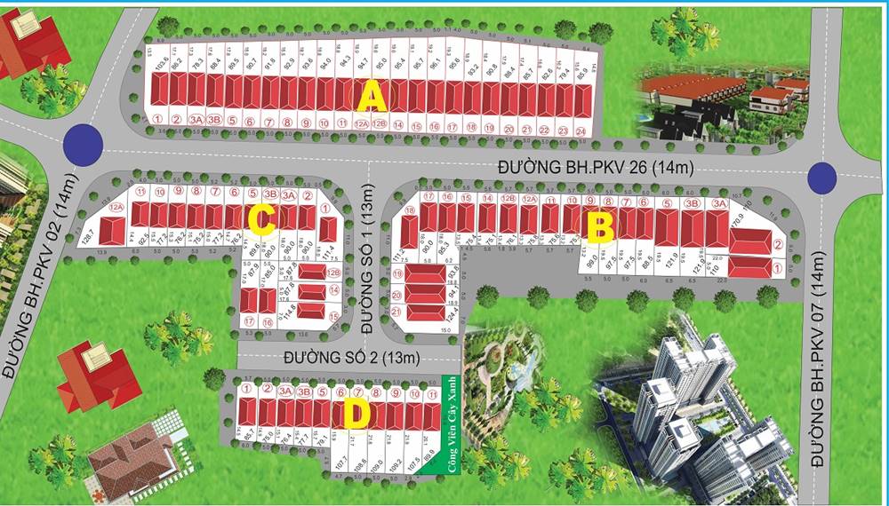 Sơ đồ phân lô dự án khu nhà ở Bình Hòa