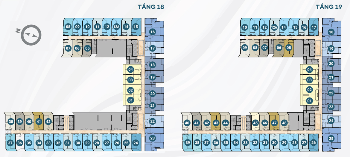 Mặt bằng tầng 18 & 19 của căn hộ The Sóng Vũng Tàu